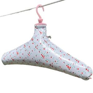 Vintage Cottagecore Inflatable Hangers 60s Poppy Rose Dainty Floral White Pink